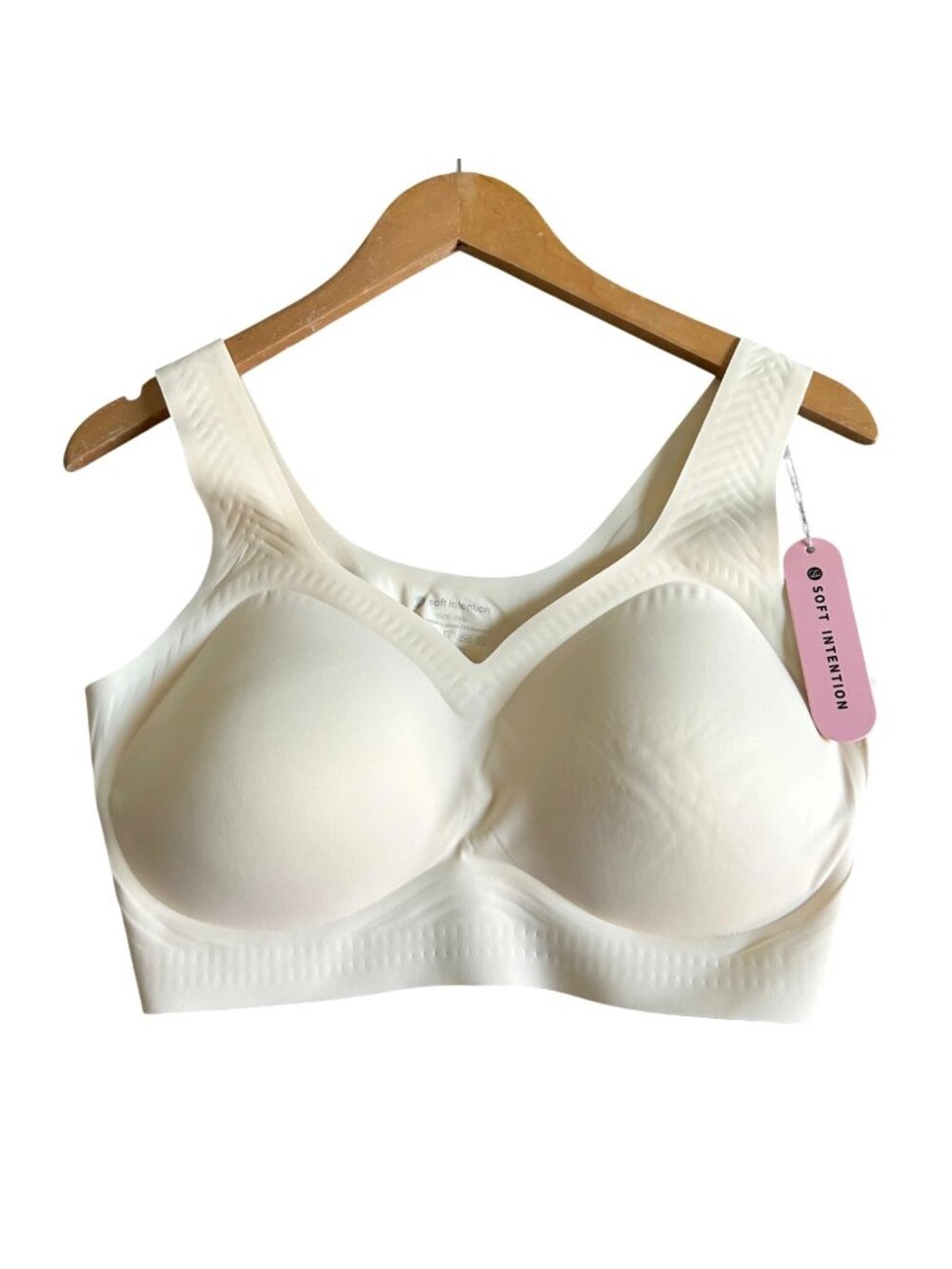Soft Intention Women's Sz 2XL Seamless Beige Jelly Wireless Bra Seamless Push Up